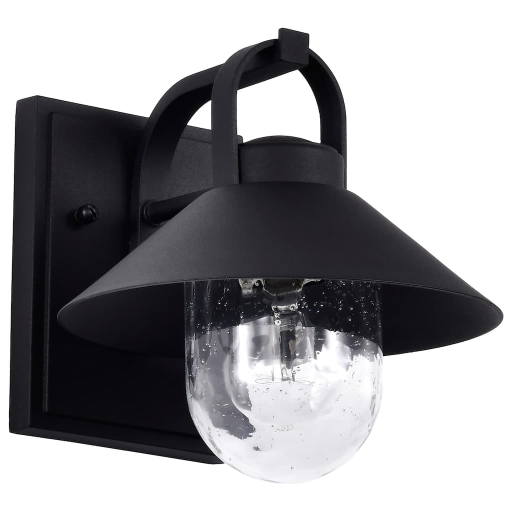 Ridge Small Outdoor Lantern Black Finish Clear Seeded Glass