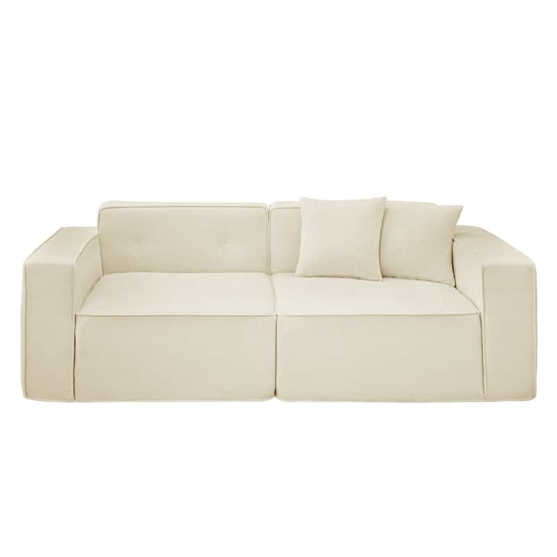 Velvet Loveseat Sofa with 2 Pillow Upholstered Deep Seat Sofa, Modern Recliner Sofa Lounge Couch for Living Room