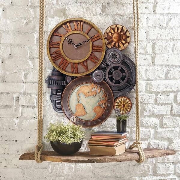 slide 2 of 8, Design Toscano Gears of Time Sculptural Wall Clock: Large