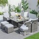 preview thumbnail 16 of 19, 9-Piece Aluminum Dining Set with Tempered Glass Tabletop and Umbrella Hole