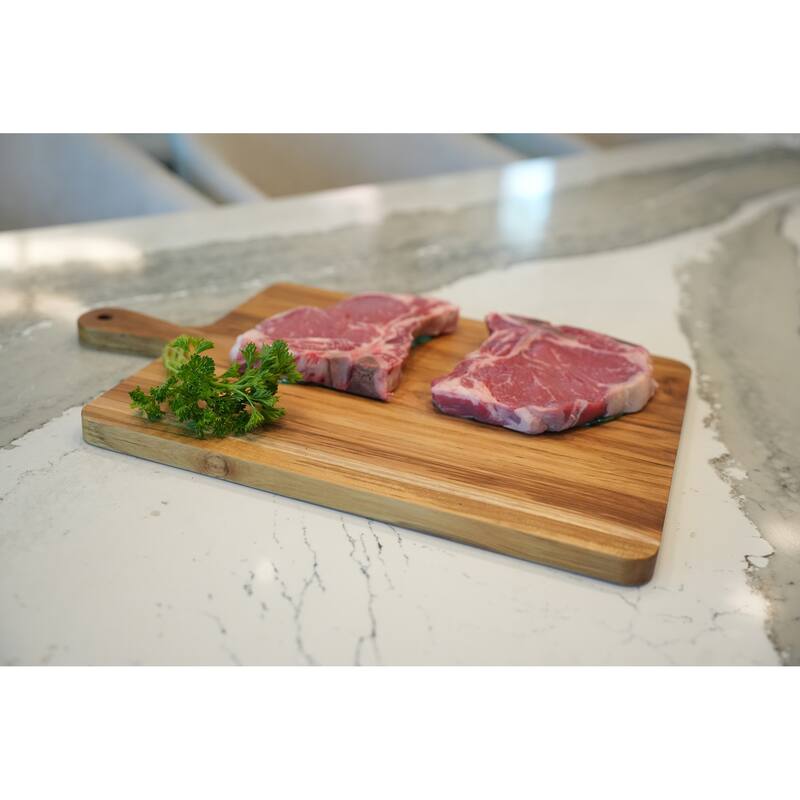 EcoDecors 19" x 12" Teak Cutting Board with Juice Groove & Handles, 100% FSC Certified Edge Grain Wood