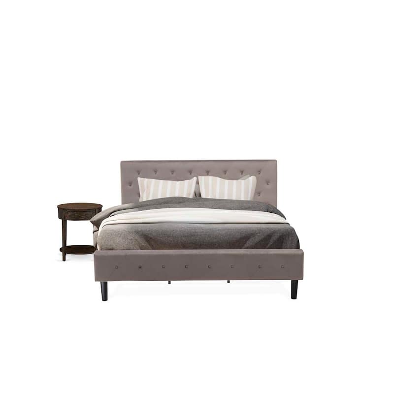 Virtue 2-Piece Bedroom Set - Velvet Tufted Bed & Nightstand