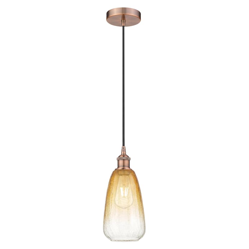 Innovations Lighting Endless Possibilities Edison - Brookhaven Almond - 1 Light 6" Cord Hung Mini Pendant - Antique Copper/Amber
