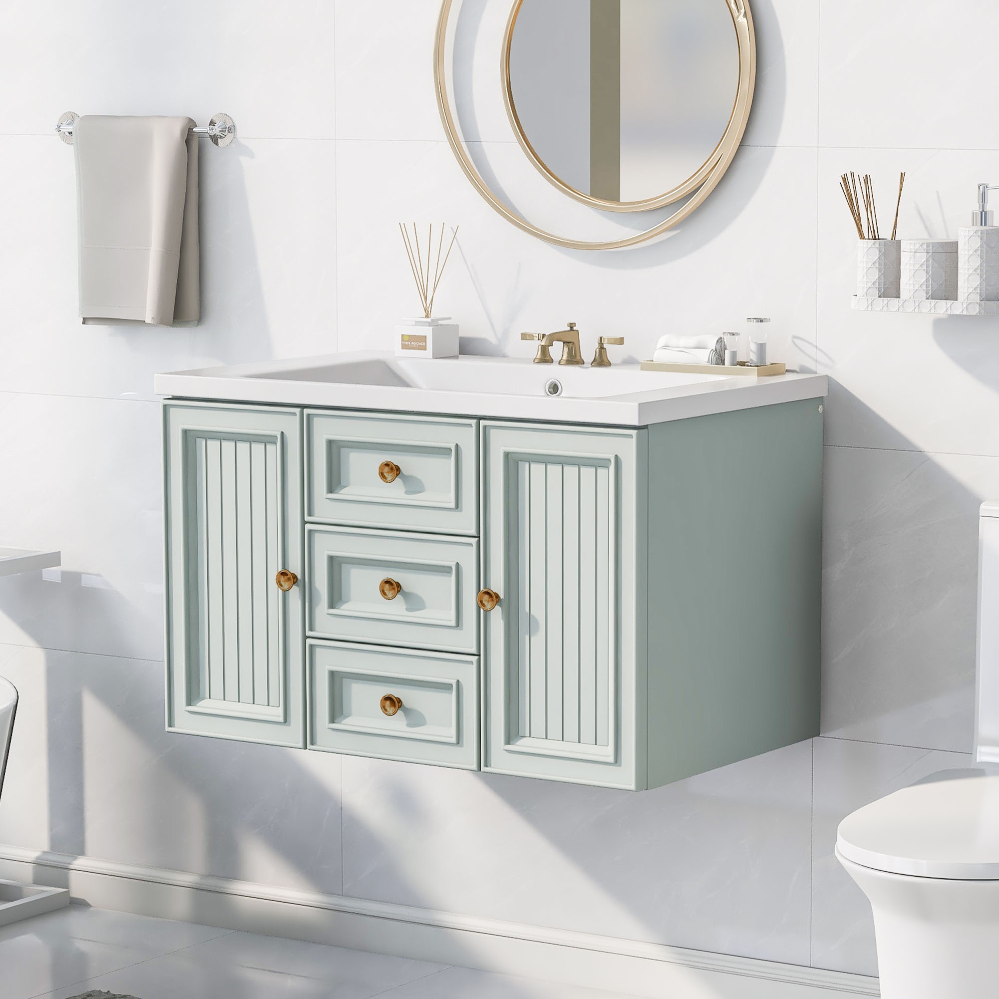 Green bathroom vanity 30 discount
