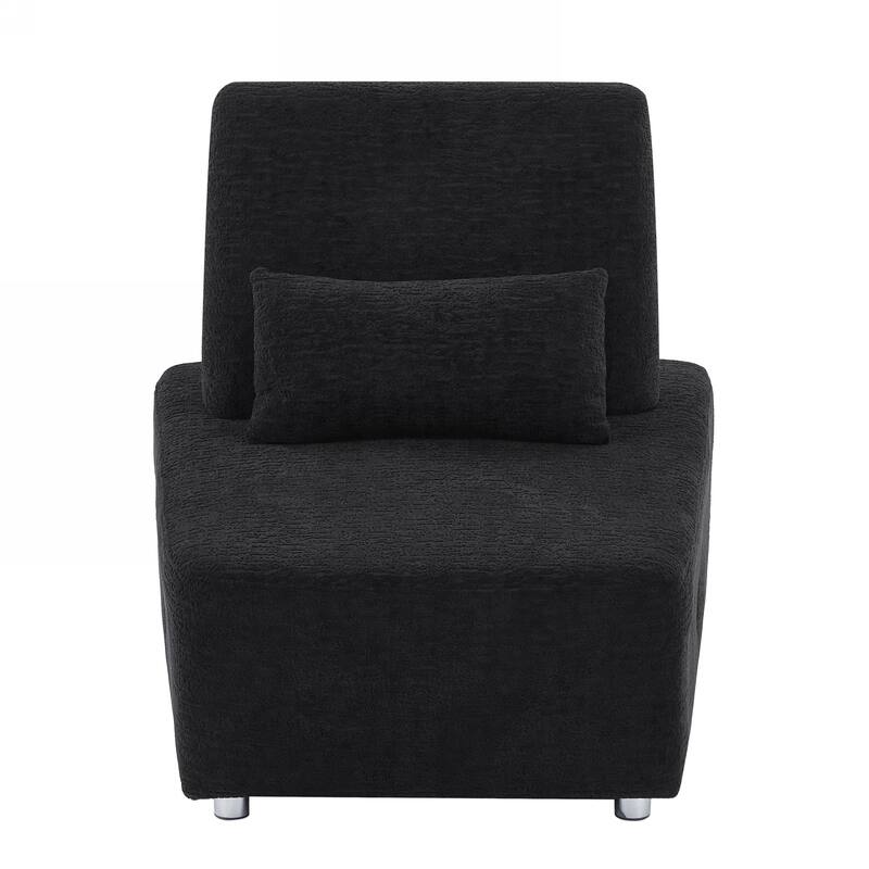 Uphlostery Armless Accent Chair Lounge Chair Black for Living Bedroom