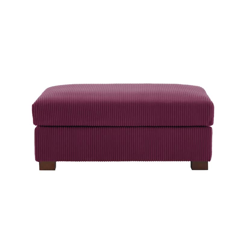 Modern Rectangle Oversized Stripe Corduroy Ottoman