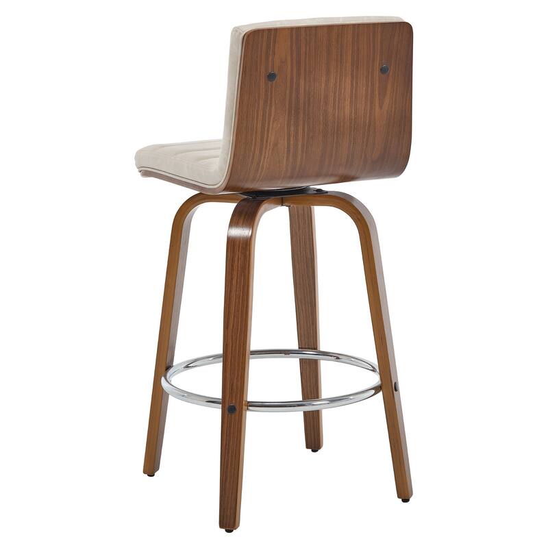 Faux Leather & Wood Swivel Bar Stools/ Counter Stool Set of 2
