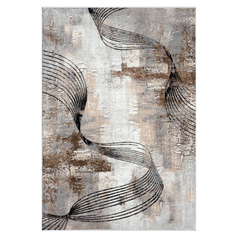 Kimberly Collection Abstract design Area Rug - 7'10"X10'10" - Brown/Beige