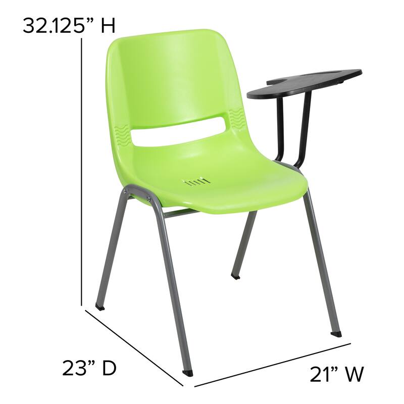 5 Pack Ergonomic Shell Chair with Left Handed Flip-Up Tablet Arm