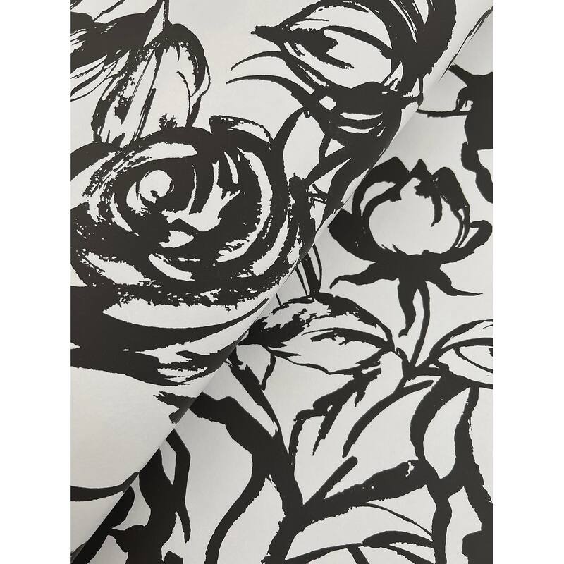 A-Street Prints Nelda Black Rose Wallpaper