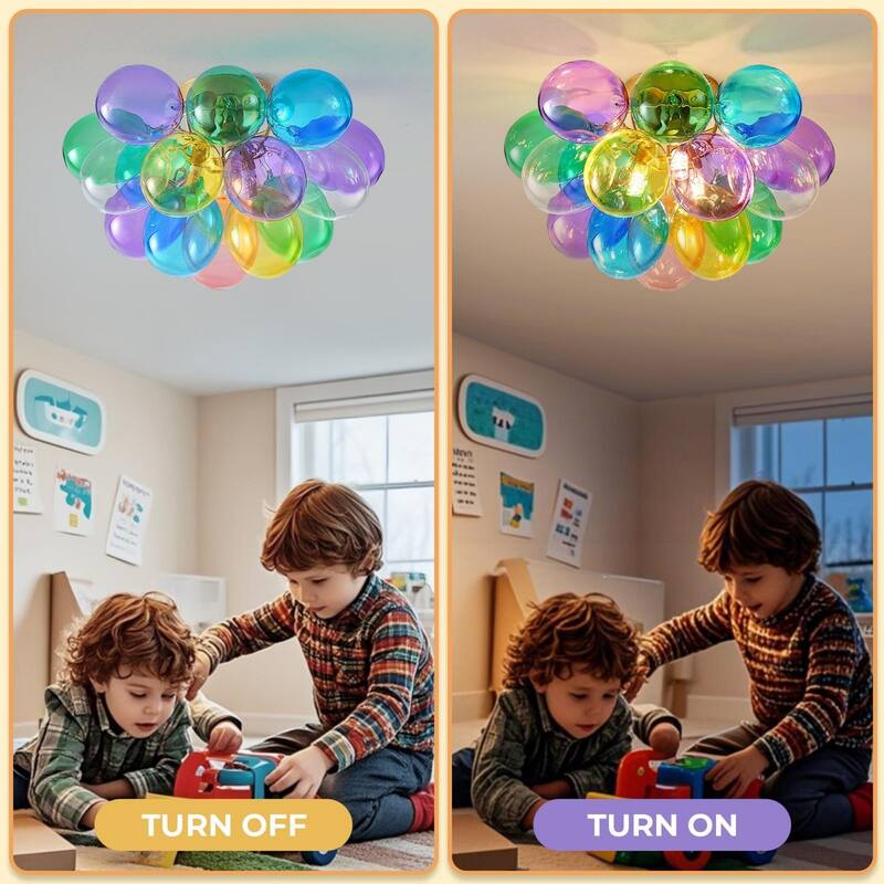 Colorful Glass Bubble Ball Swirled Glass Chandelier - Multicolor