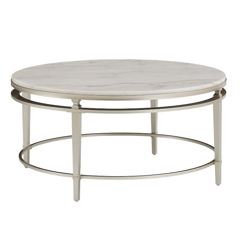 Egan Champagne Silver Finish Marble Top Table by iNSPIRE Q Modern - Coffee Table