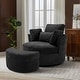 preview thumbnail 8 of 198, 41" W Oversized Accent Barrel Swivel Chair with Moon Storage Ottoman