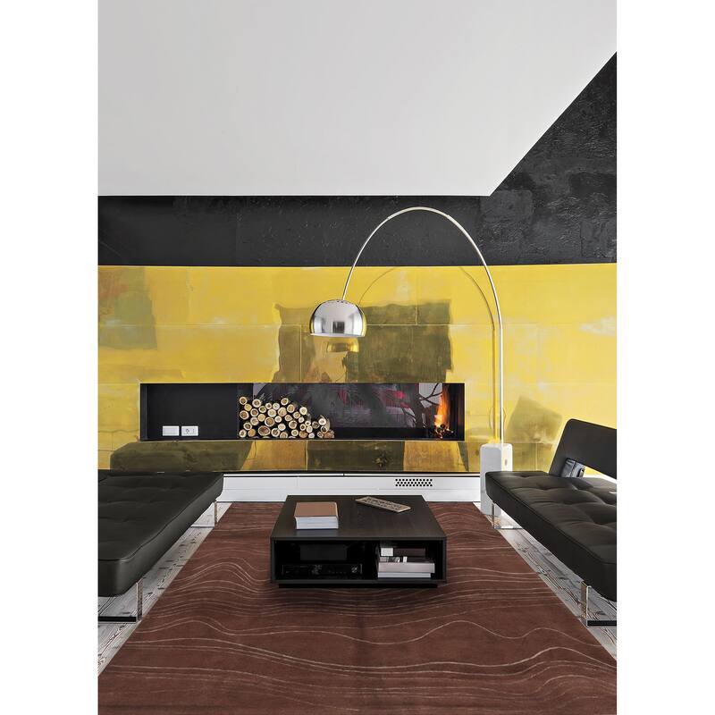 ECARPETGALLERY Hand-knotted Opulence Dark Brown Silk, Wool Rug - 7'11 x 10'0