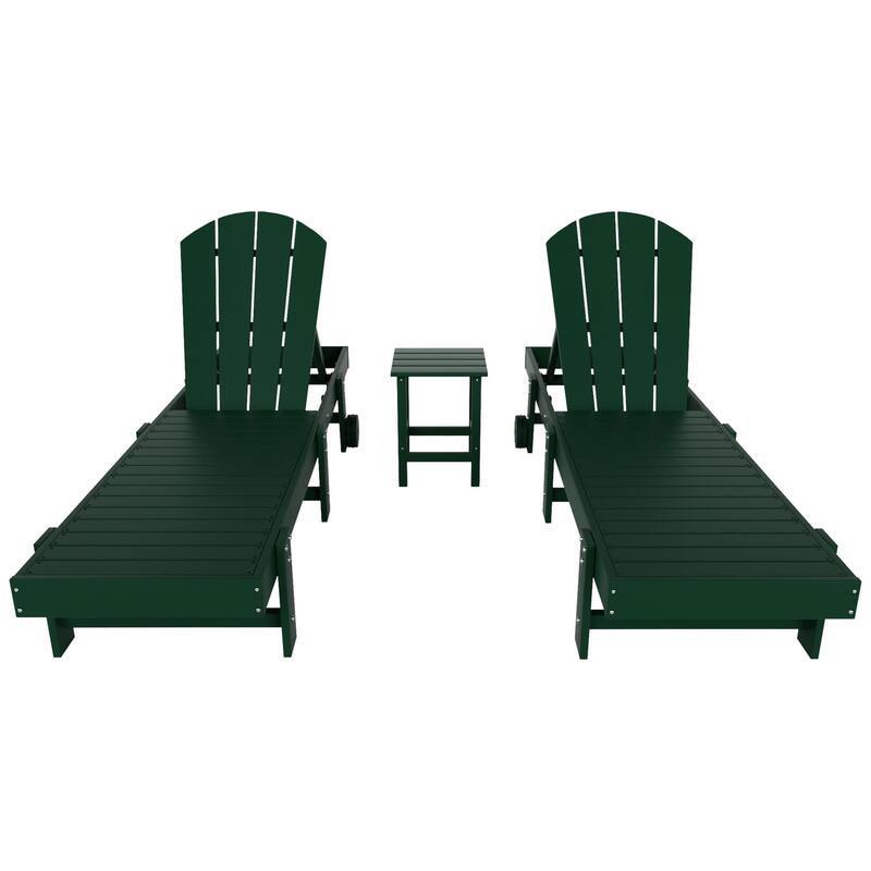 Polytrends Laguna Hdpe All Weather Outdoor Patio Pool Reclining Armless Chaise Lounges (3-Piece Set)