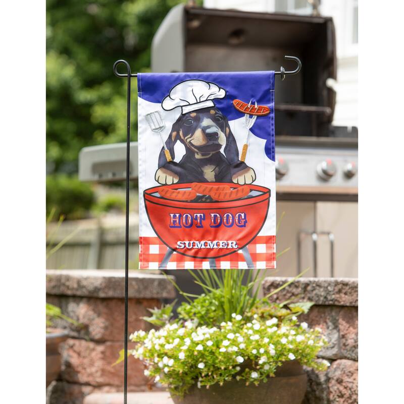 Hot Dog It's Summer Garden Applique Flag