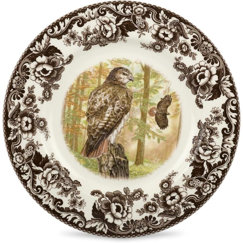 Spode Woodland Dinner Plate Birds Motif - 10.5 - Red-tailed Hawk