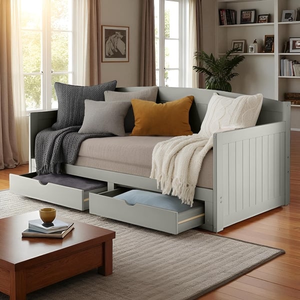 slide 2 of 12, Alaterre Furniture Harmony Wood Daybed with King Conversion Dove Gray