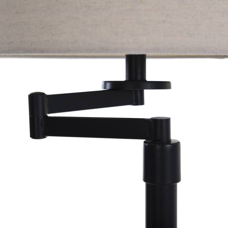 StyleCraft Madison Bronze Floor Lamp - Beige Hardback Fabric Shade