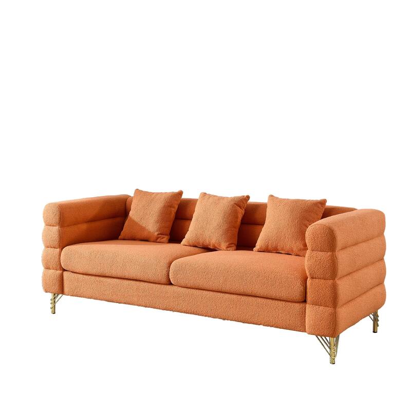 3+2 Teddy Fabric Sofa Combination - Chic Design with 5 Pillows