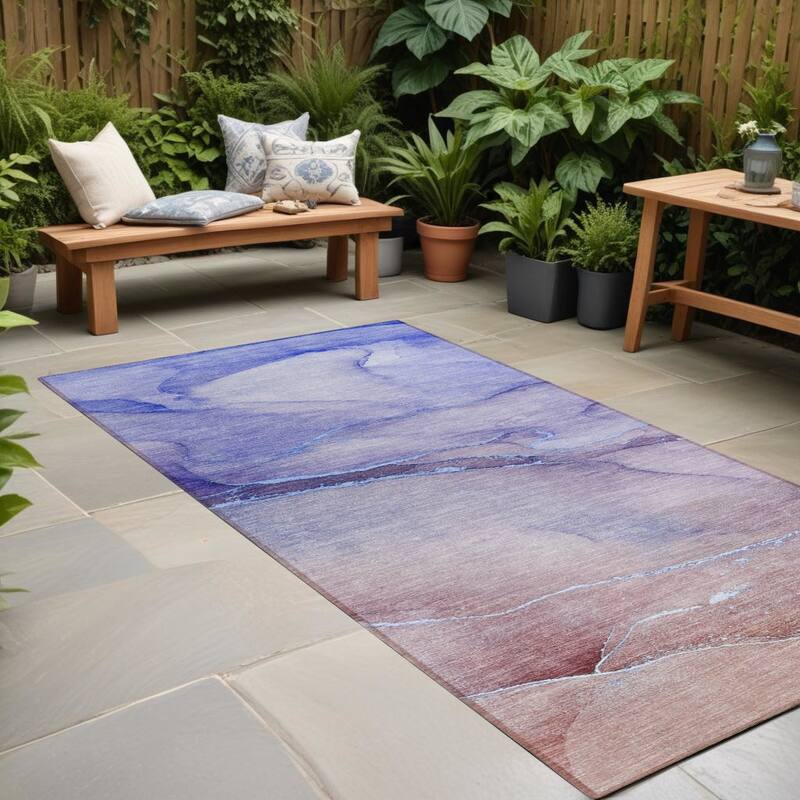 Fax Unique Abstract Weather Resistant Versatile Elegance Outdoor Rug - 2' X 8' - Multi
