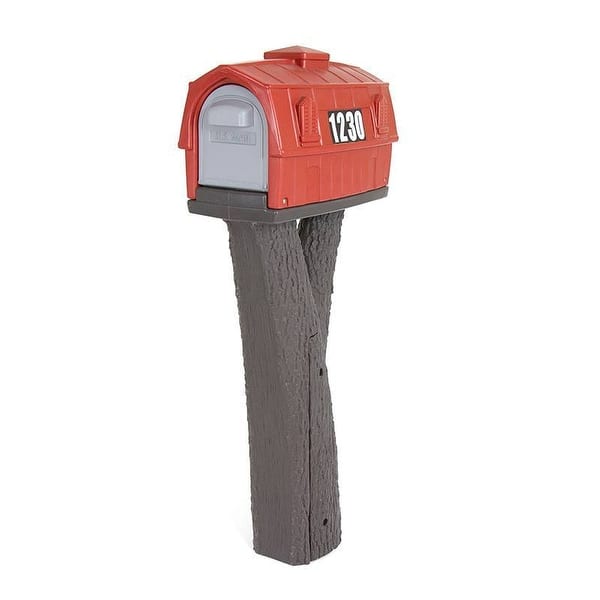 Simplay3 41609R01 Plastic Rustic Red Barn Mailbox with Tree Branch