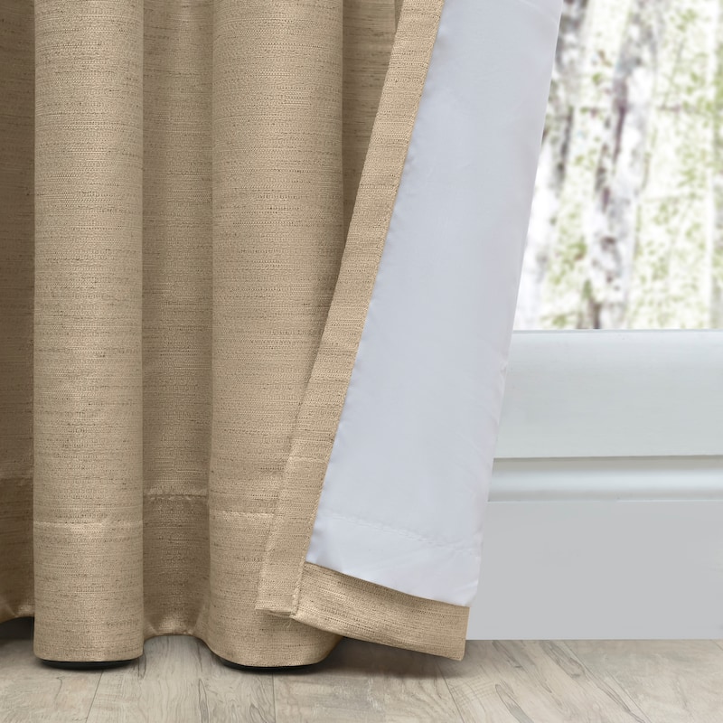 Grasscloth Premium Sheen Pinch Pleat W Back Tab Curtain Pair