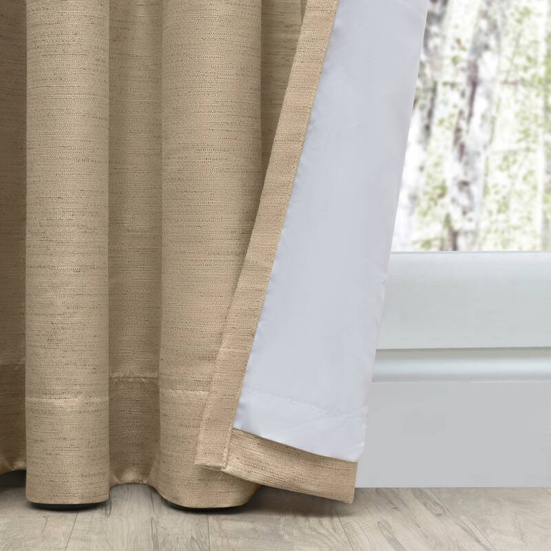 Premium Grasscloth Sheen Pinch Pleat w Back Tab Patio Curtain Panel