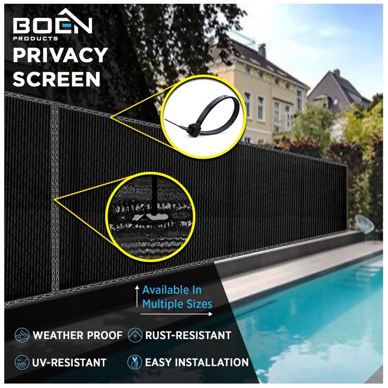 Boen Privacy Netting Black 92" x 150' With Woven Eyelets