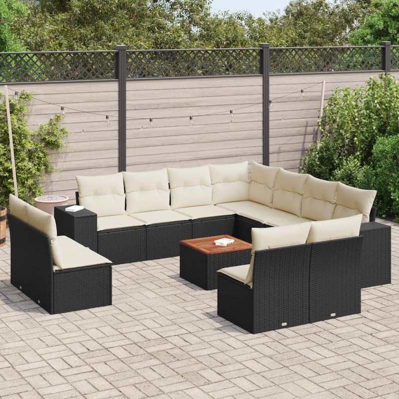 vidaXL Garden Sofa Set Black, Cream White - 21.7 x 21.7 x 14.6 in