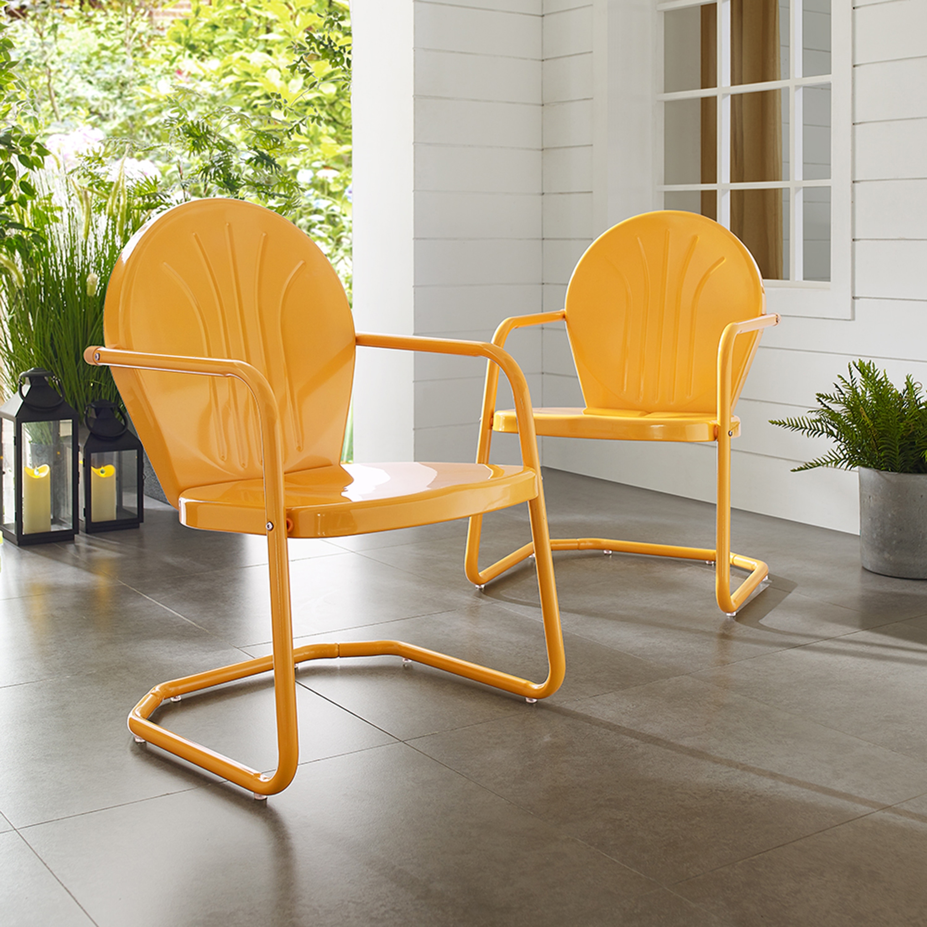Crosley Griffith Metal Chair In Tangerine 22 W x D x