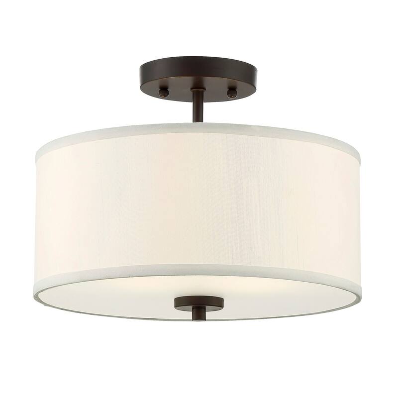 Bellevue 2 Light 13" Wide Semi-Flush Drum Ceiling Fixture - Oil Rubbed Bronze
