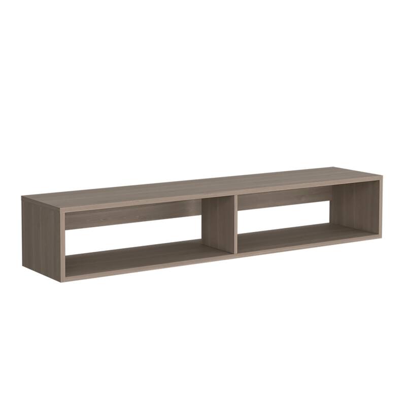 Wall-Mounted 59" Floating TV Stand, Cable Management, 2 Media Compartments, Modern Floating Shelf for Living Room