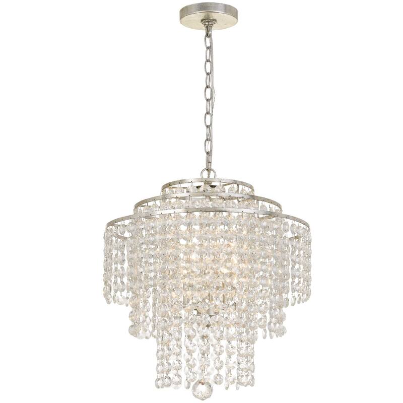Arielle Crystal 18" wide Silver Chandelier - 18'' W x 20.5'' H - 18'' W x 20.5'' H