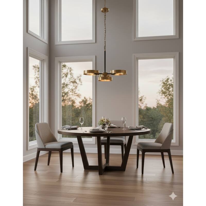 3-Light Black And Golden Bornze Chandelier