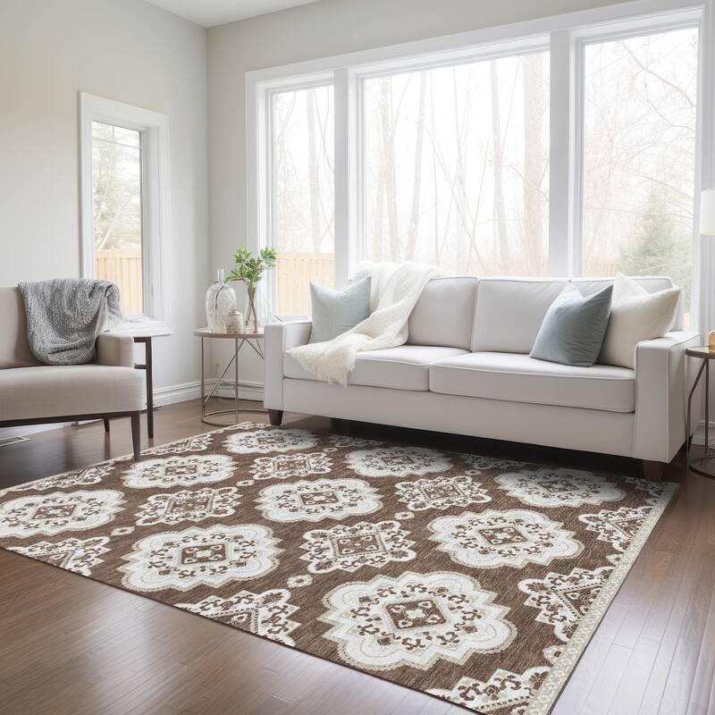 Machine Washable Indoor/ Outdoor Chantille Moroccan Boho Rug