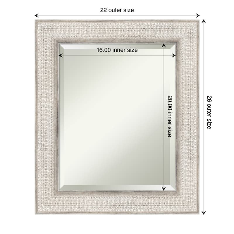 Beveled Wood Bathroom Wall Mirror - Trellis Silver Frame - Trellis Silver - 22 x 26 in