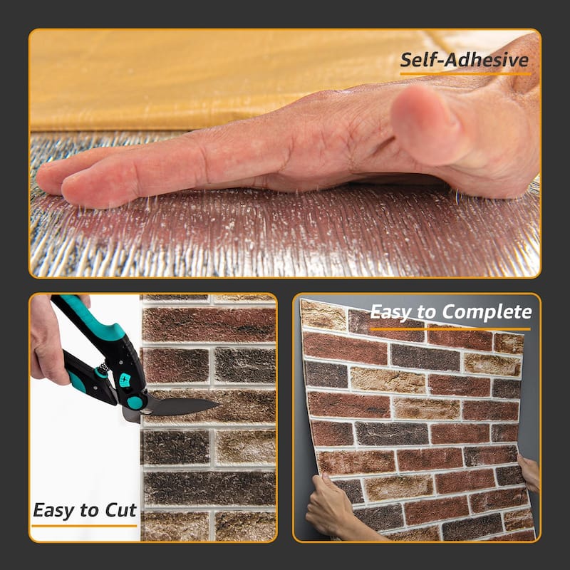 Art3d 20pcs 27.5"x27.5" Self-adhesive Foam Faux Brick Wall Tile Wall Sticker