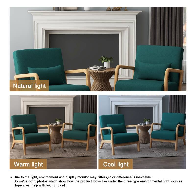Upholstered Armchair Leisure Chair Accent Chairs Set of 2 with Pillow