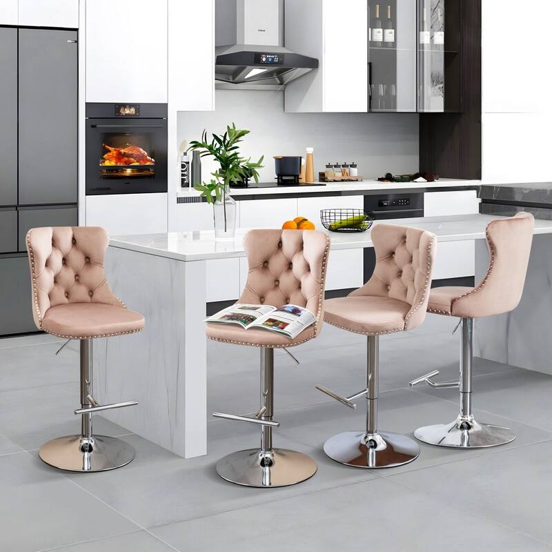 Swivel Foam Barstools Adjusatble Seat Set of 2