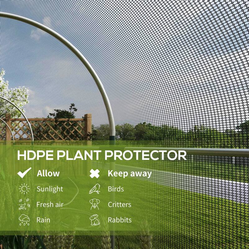 Outsunny 4' x 12' Crop Cage, Plant Protection Tent with Zippered Door and Galvanized Steel Frame, Fruit Cage Netting Cover