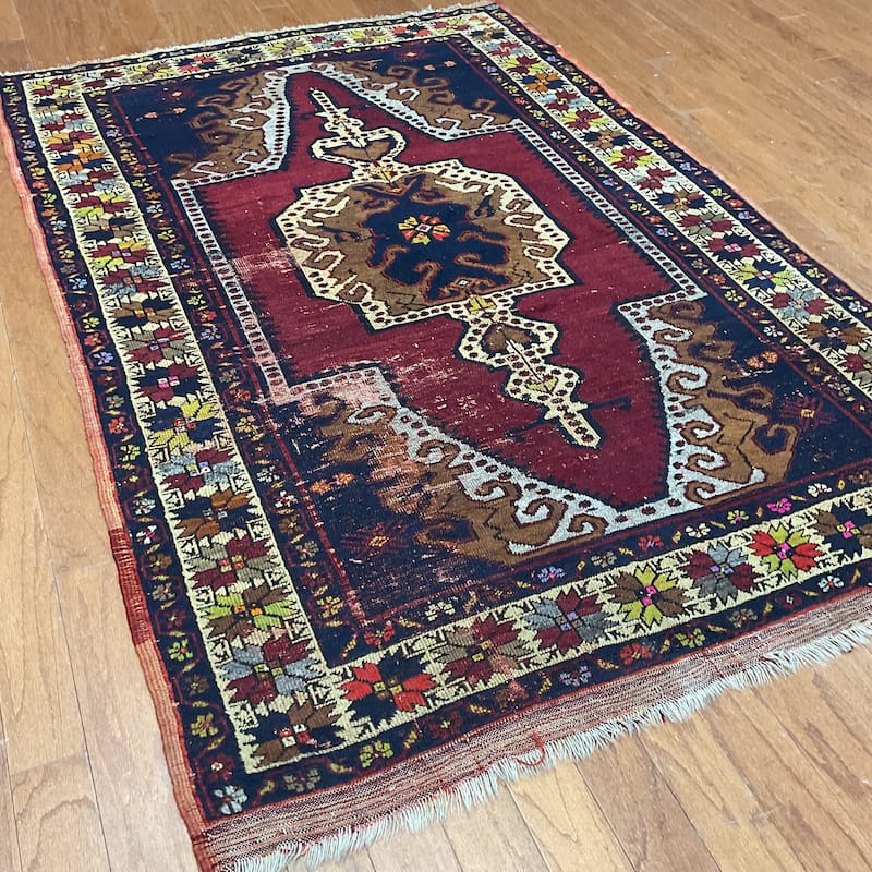 HERAT ORIENTAL Antique 1920's Handmade Turkish Wool Rug - 4' x 6'