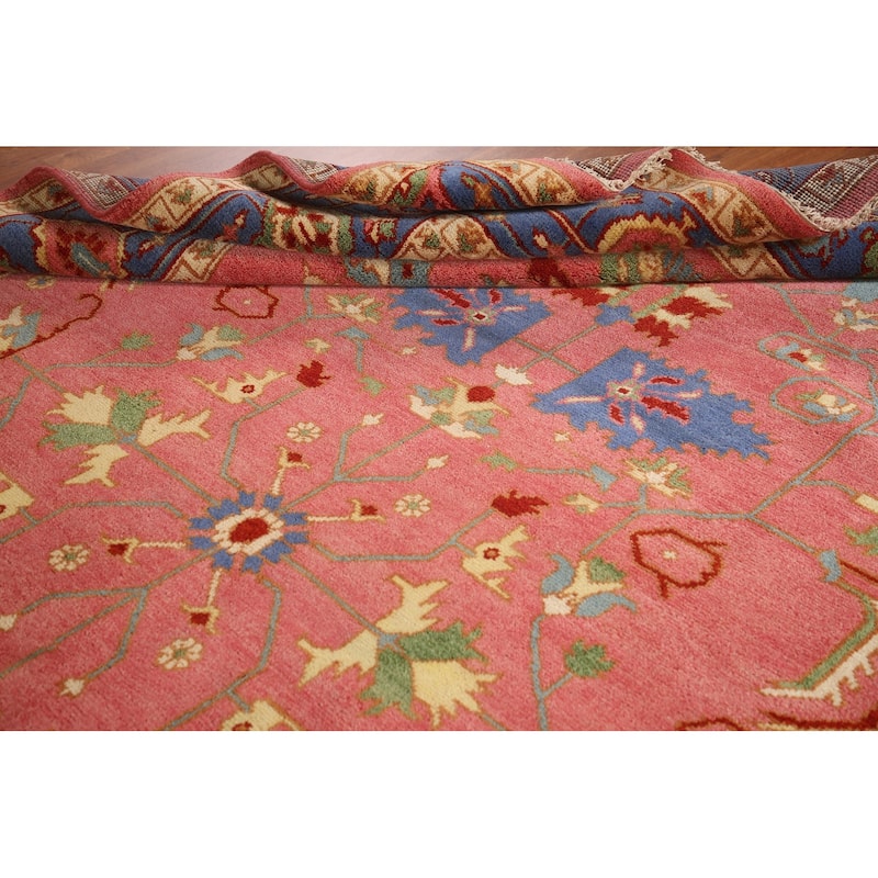 Transitional Floral Oushak Area Rug Handmade Wool Carpet - 8'11"x 11'11"