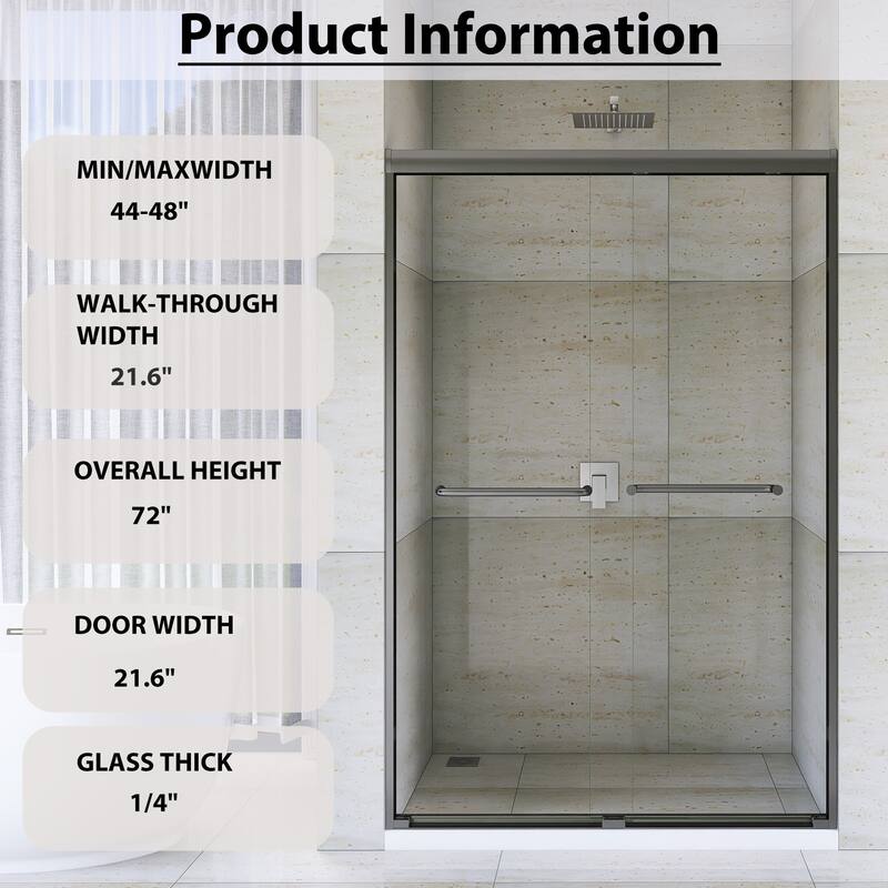 Double Sliding Framed Shower Door in Matte Black Finish