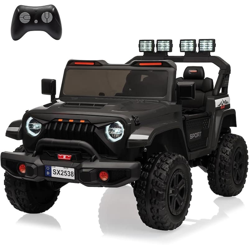 24V Kids Electric Ride-On Car, 2-Seater 4WD - Black