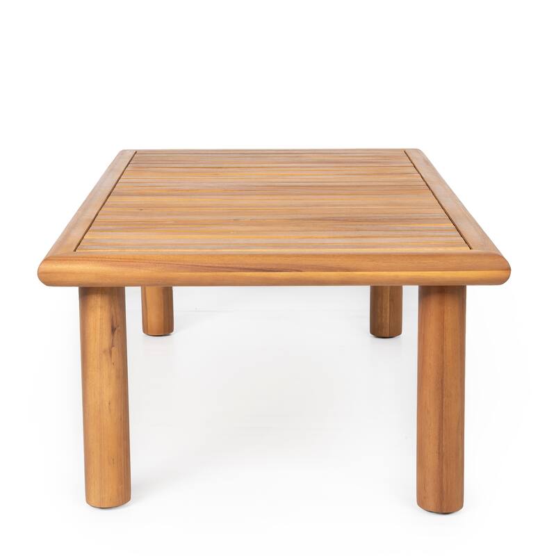 Christopher Knight Home - Calderon Outdoor Acacia Wood Coffee Table with Slatted Top and Water Resistant Frame - 41.73"L