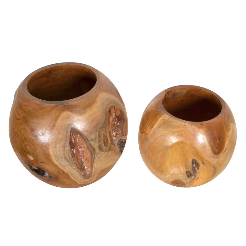 Teak Natural Vases Set of 2