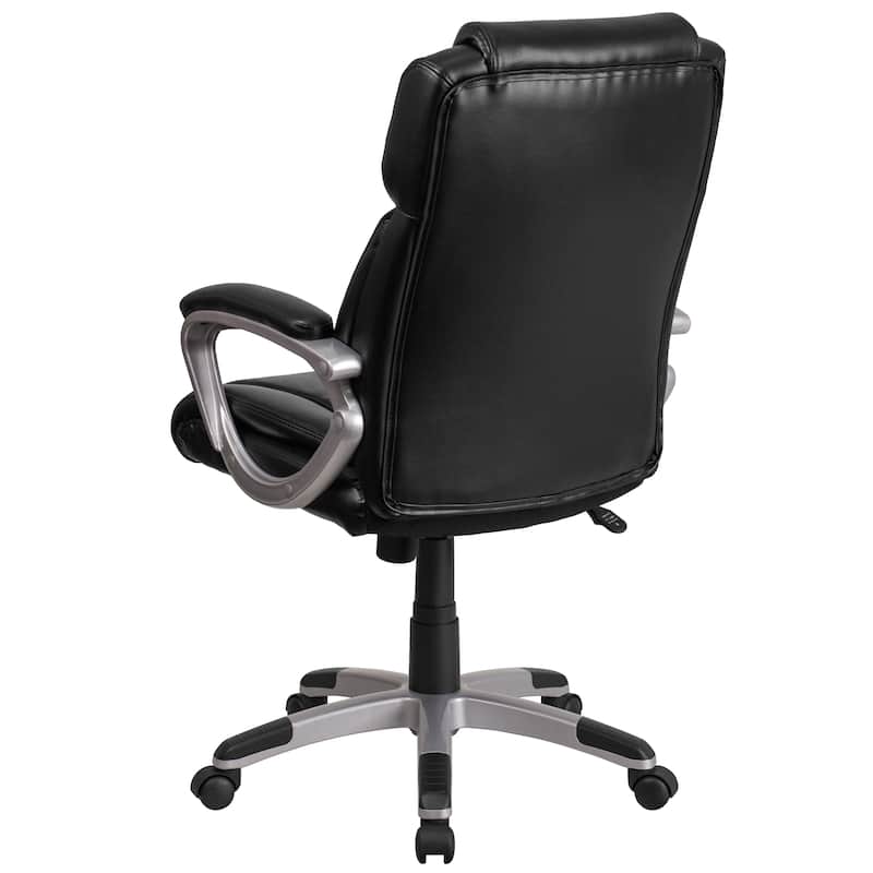 Mid-Back LeatherSoft Executive Swivel Office Chair with Padded Arms