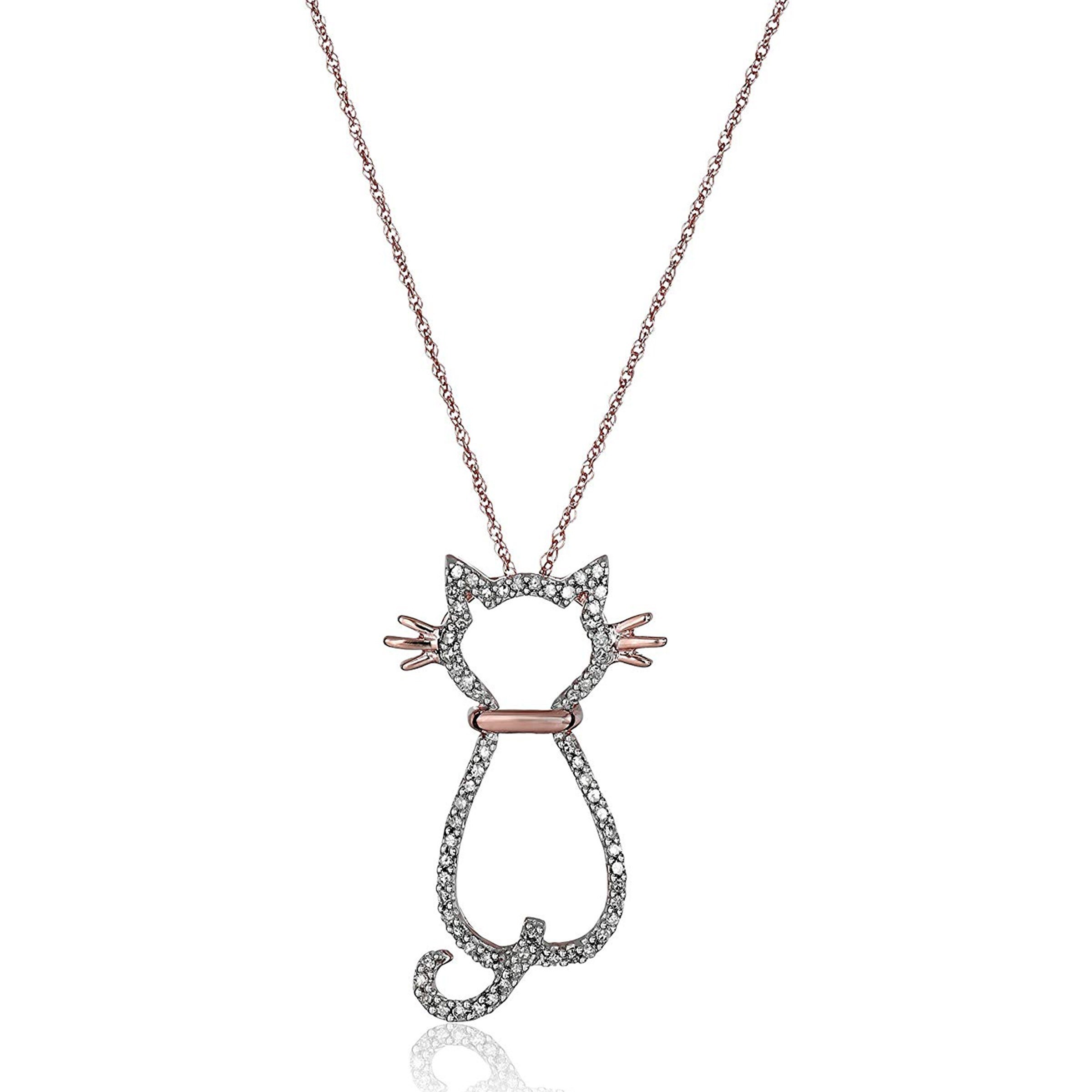 Shop 1 5 Ct Diamond Cat Pendant In 14k Rose Gold 18 Overstock