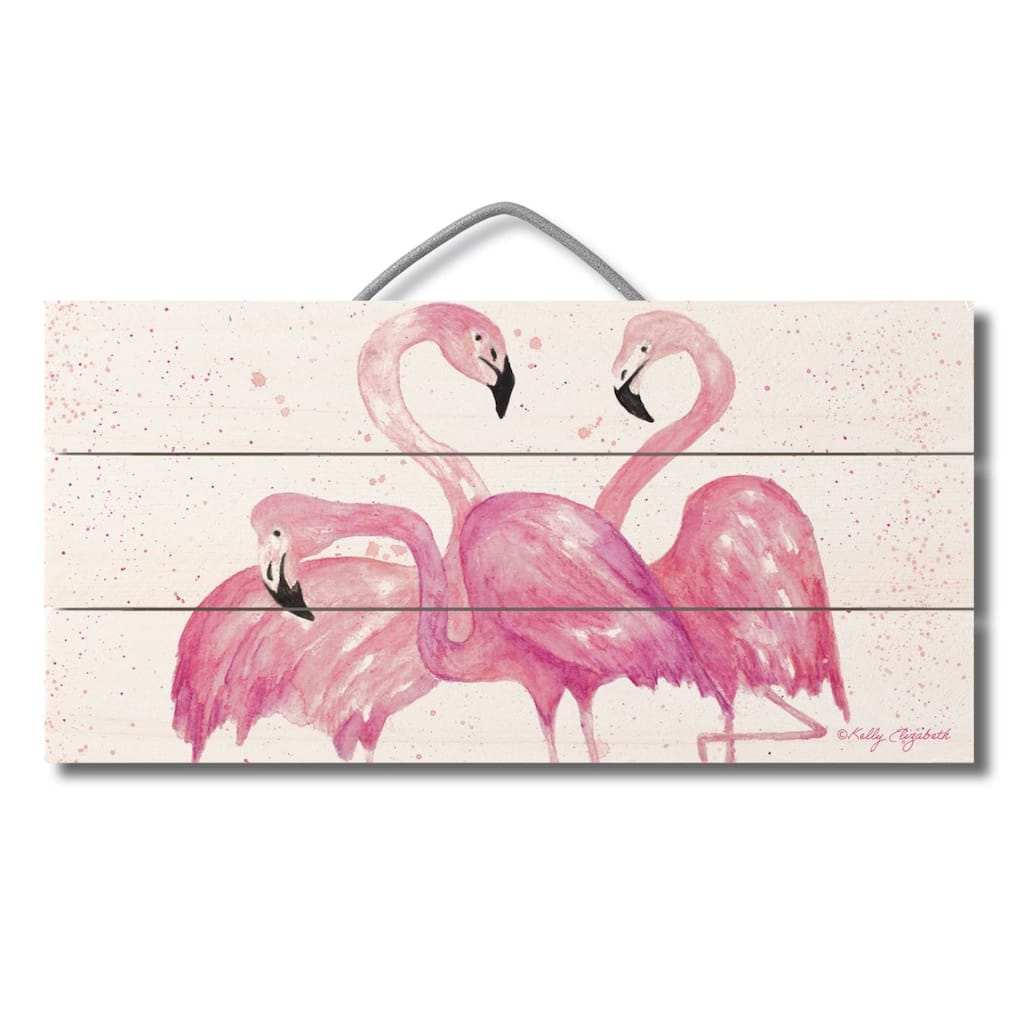 Fabulous Flamingos Decorative Slatted Pallet Wood Sign 12" by 6" Made in the USA